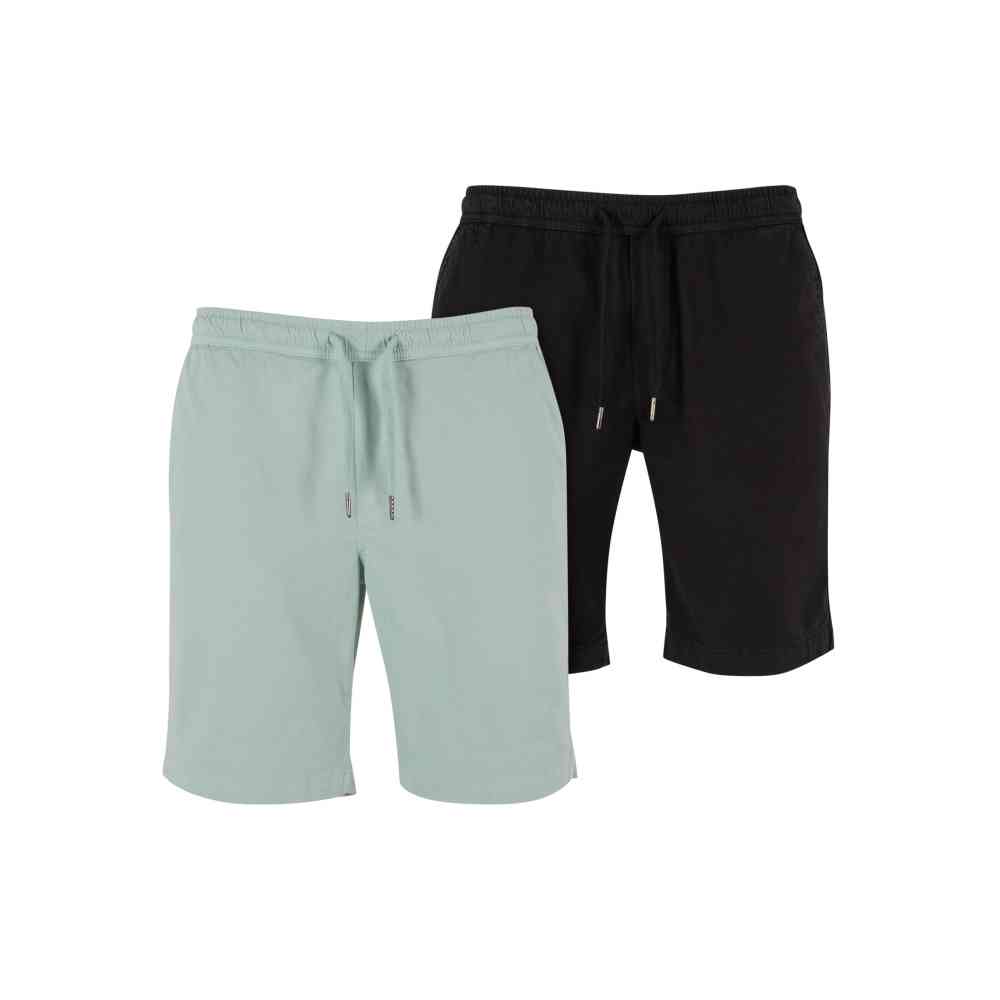 Urban Classics - Stretch Twill Joggshorts 2Pack Pantalon court - Menthe verte/Noir